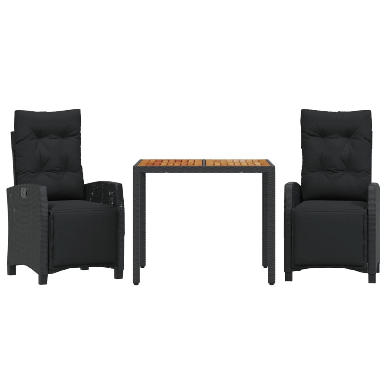 vidaXL 3-Tlg Garten-Essgruppe mit Kissen Schwarz Poly Rattan 3212906 günstig online kaufen