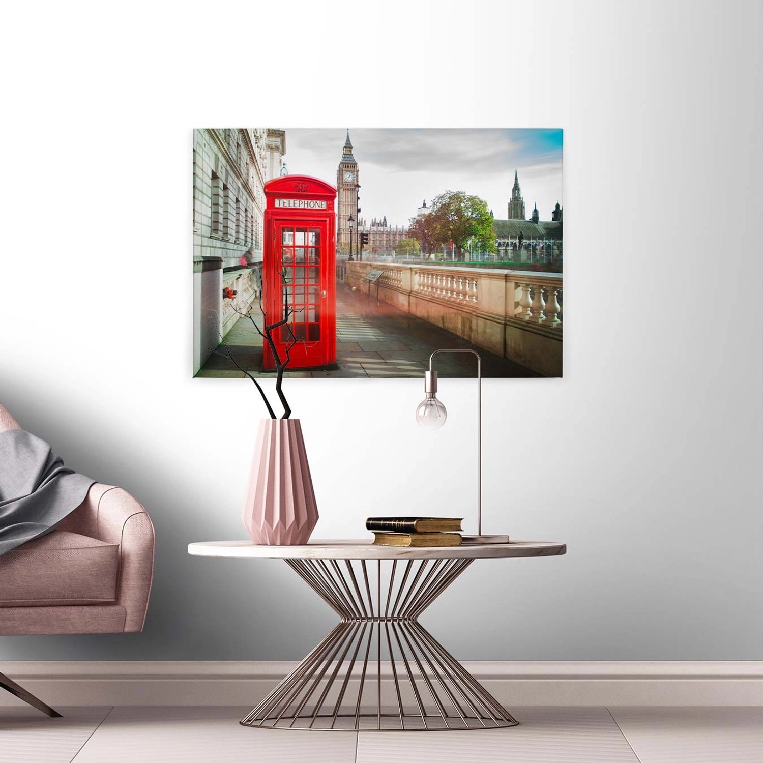 Bricoflor Wandbild Mit London Motiv Keilrahmen Bild Mit Roter Telefonzelle günstig online kaufen