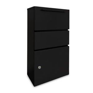 Relaxdays Paketbox Metall Schwarz Abschließbar Wetterfest 82 cm x 44 cm x 22 cm 11,7 kg
