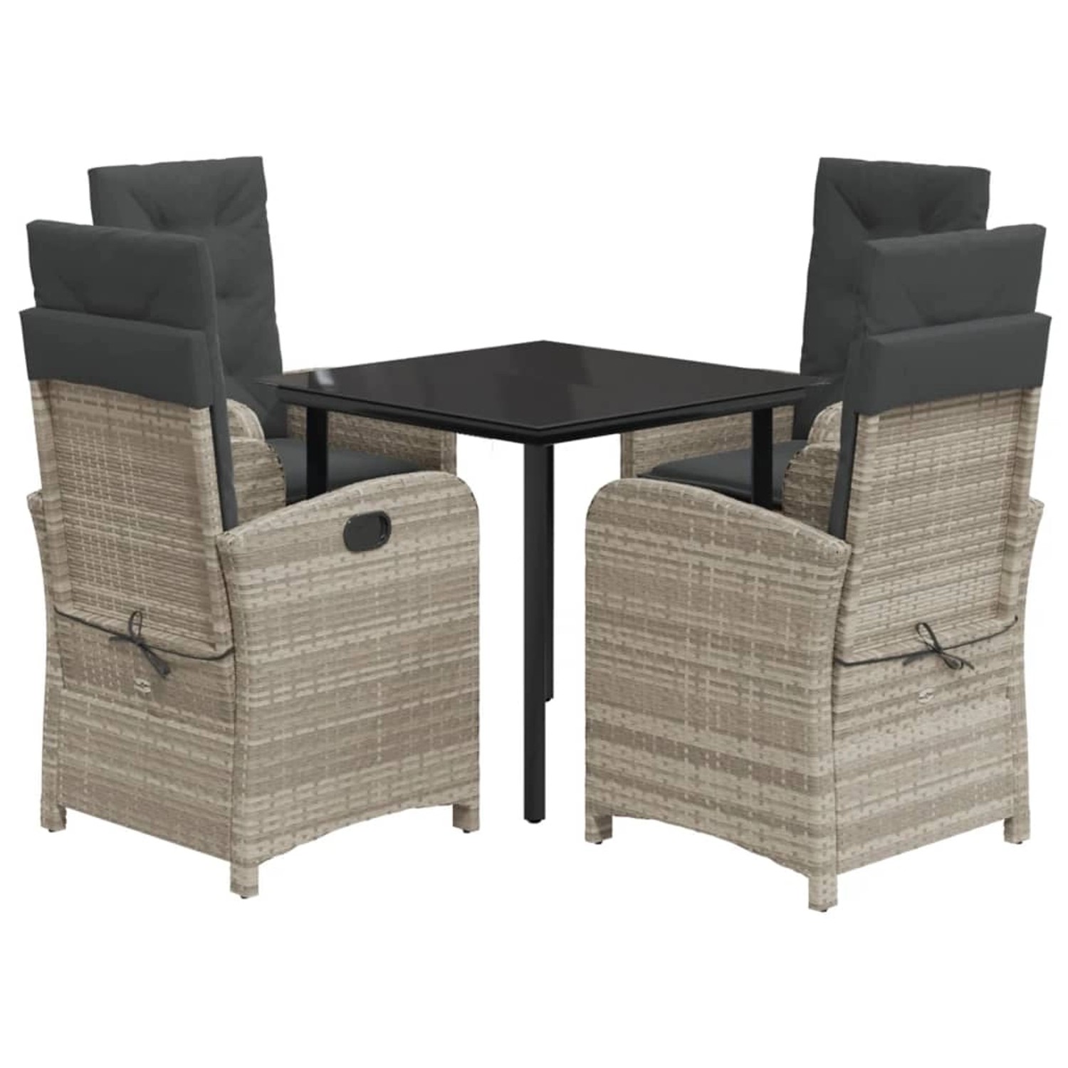 vidaXL 5-Tlg Garten-Essgruppe mit Kissen Hellgrau Poly Rattan 3212421 günstig online kaufen