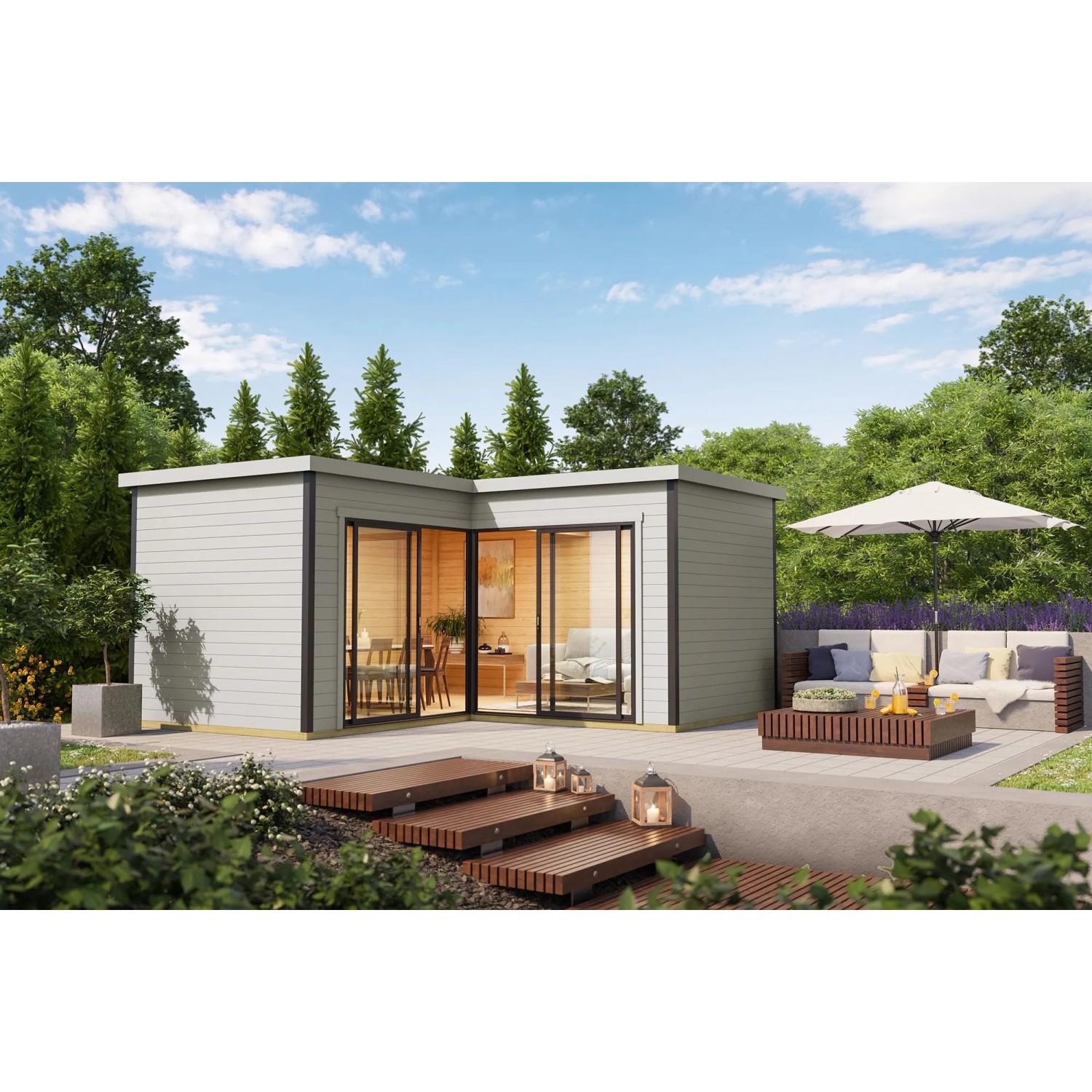 Lasita Gartenhaus Domeo 6 Lichtgrau 500 cm x 500 cm