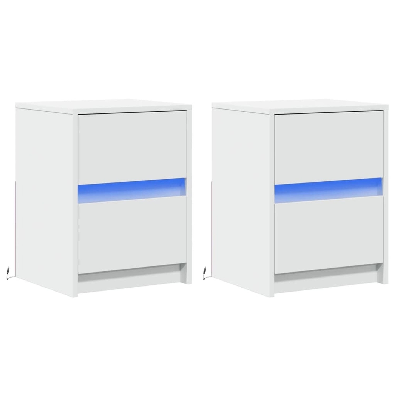 vidaXL Nachttische mit LED-Leuchten 2 Stk, Weiß Holzwerkstoff 852034 günstig online kaufen