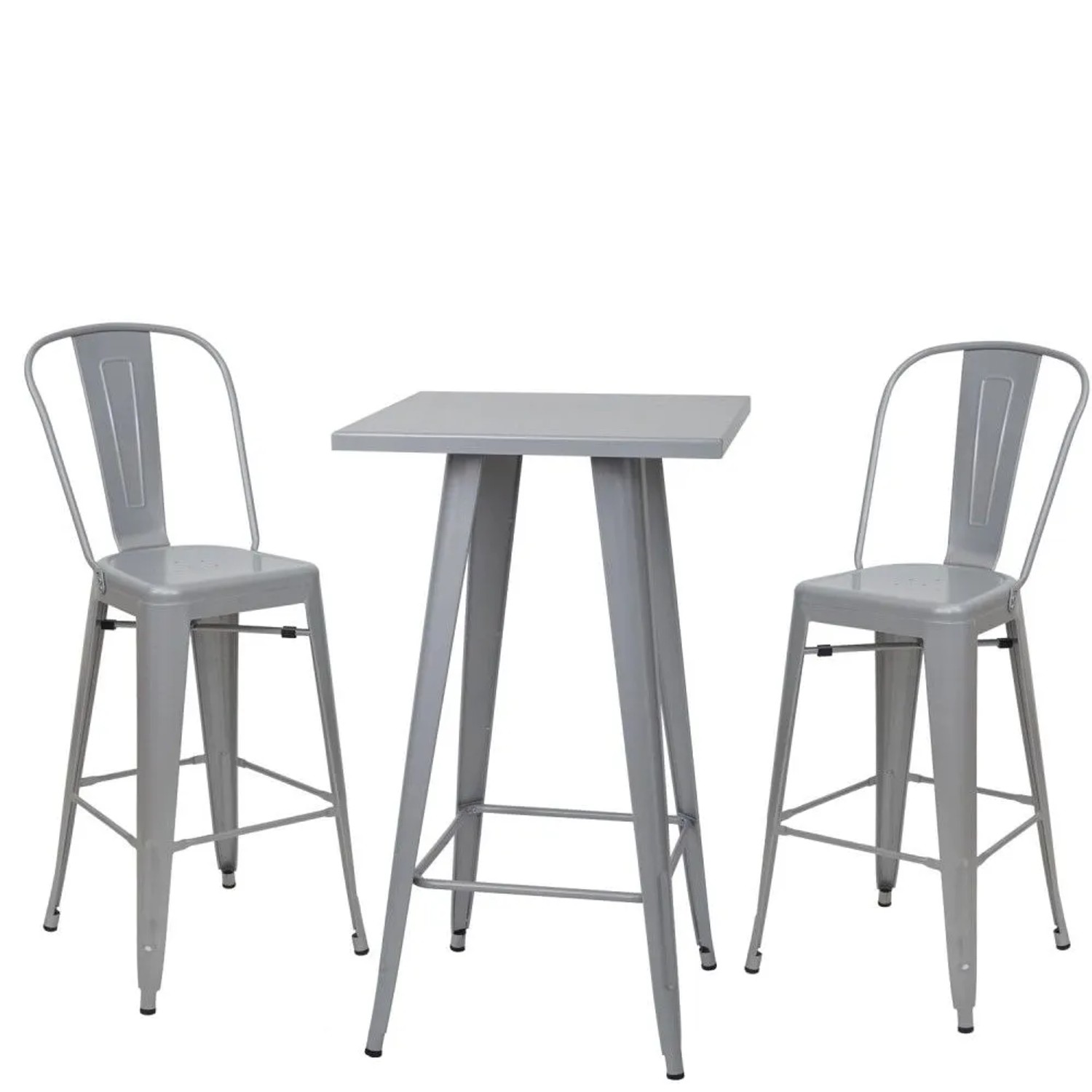 MCW Stehtisch-Set A73 Metall 3-teilig Grau