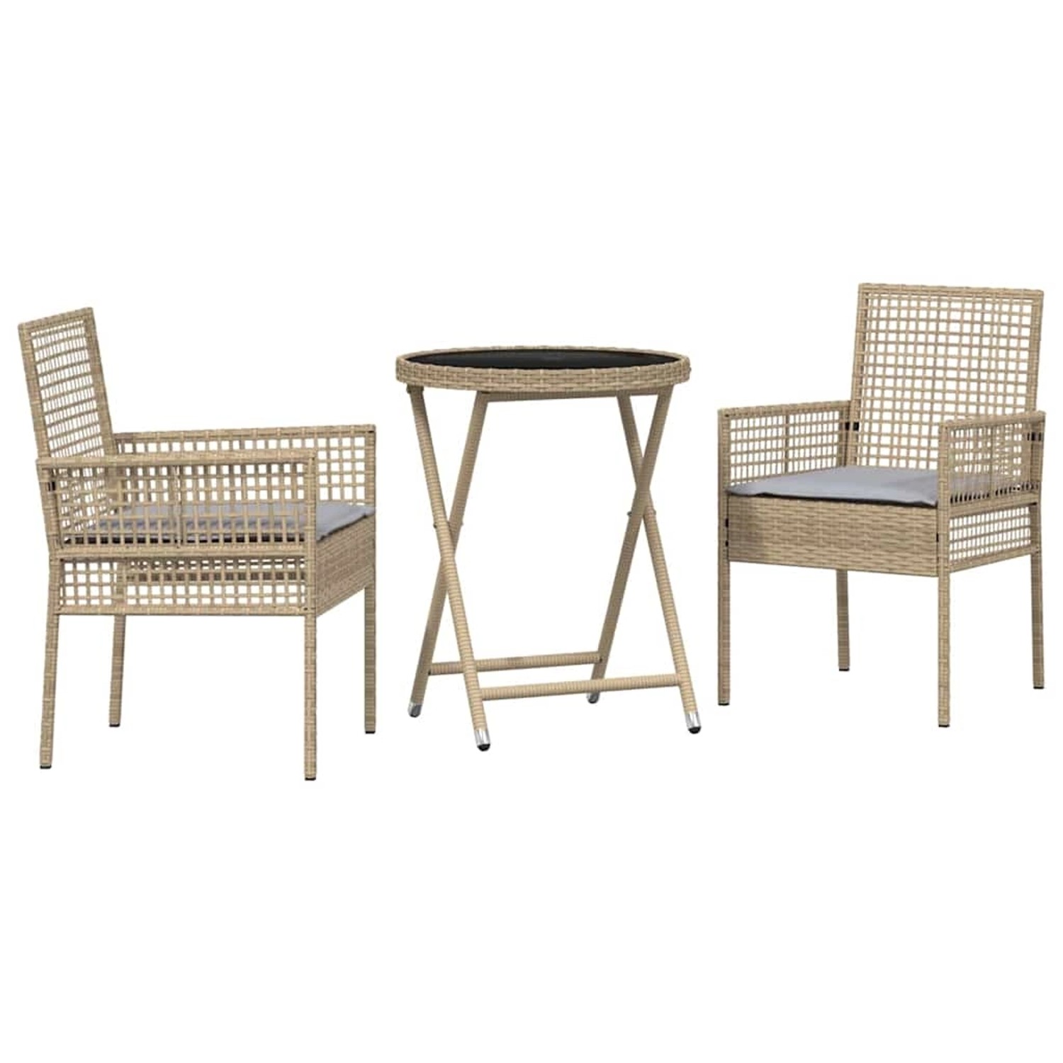 vidaXL Garten Bistro Set 3-Tlg Beige Poly Rattan 3334965 günstig online kaufen