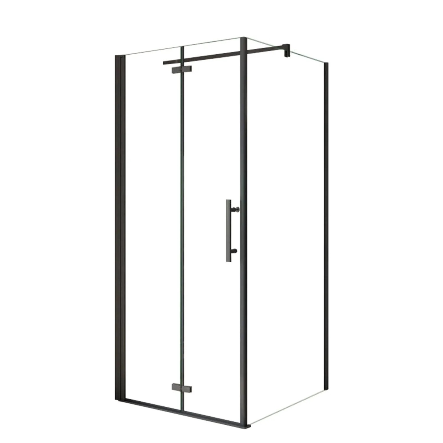 AICA 70x80cm x H.185cm Eckduschkabine Schwarz Falttür 6mm NANO ESG Glas Eckdusche Drehtür Duschabtrennung Mit 90cm Stabilisator