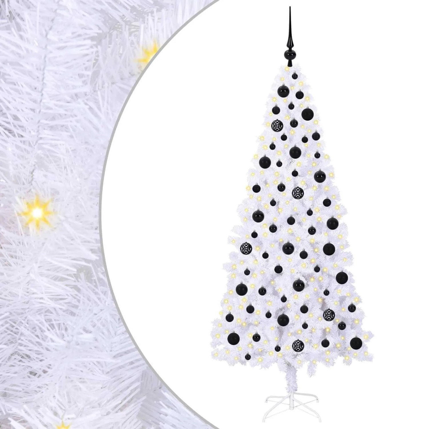 vidaXL Künstlicher Weihnachtsbaum Weiß 180 cm PVC und Stahl 3426658