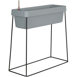 Schwarzes Pflanzgestell 'Viva' für 60 cm Bewässerungskasten, ideal für Balkon und Terrasse.