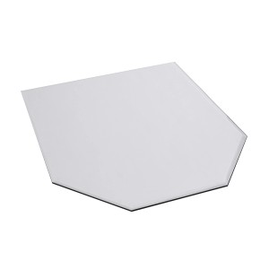 Sechseckige Firefix Glasbodenplatte, 120x100 cm, 8 mm stark, für Kamin und Ofen.