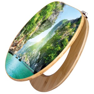 Banjado WC-Sitz Bambus mit Motiv Versteckte Bucht. Toilettendeckel aus Holz mit Universal Scharnieren.