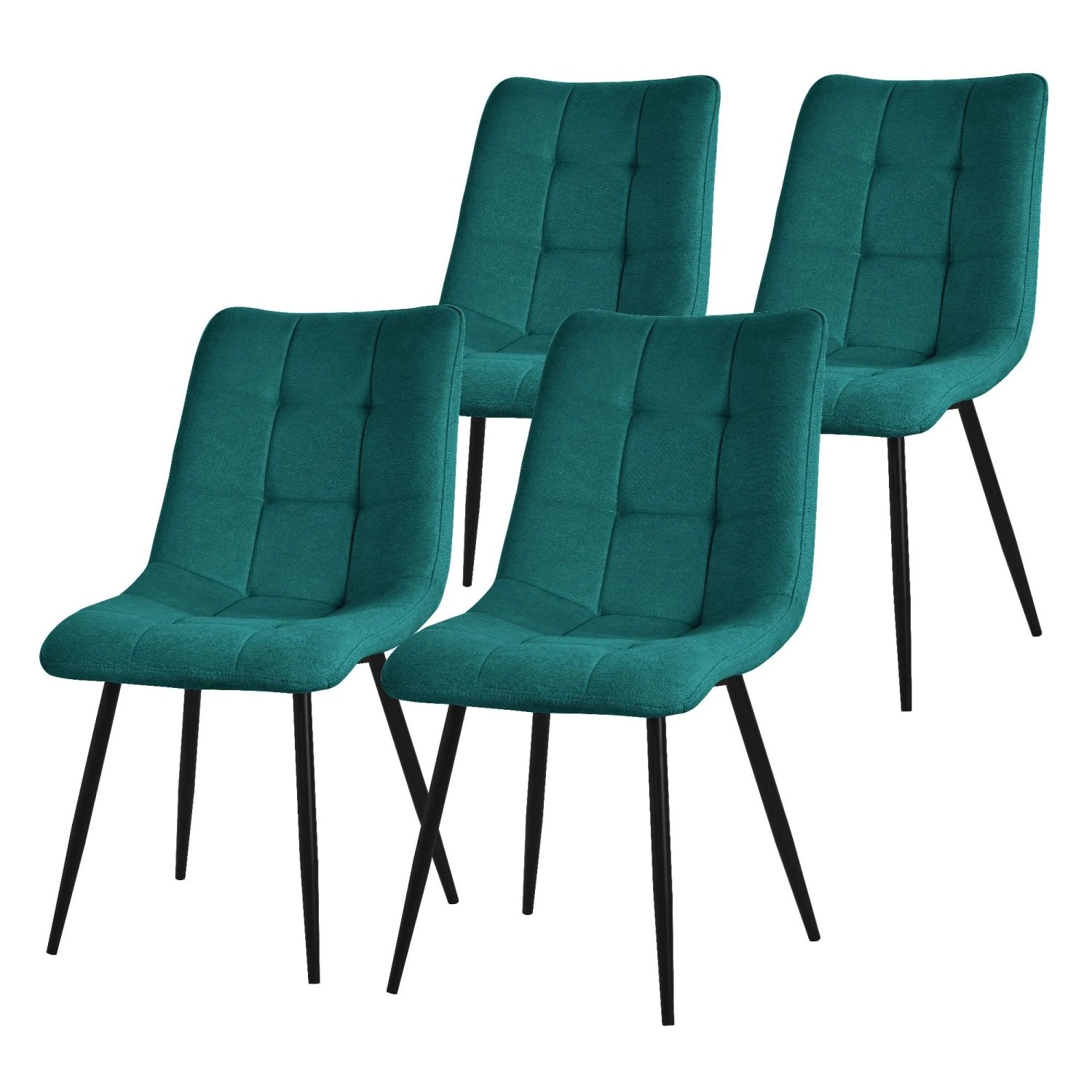 ML-Design Esszimmerstühle 4er Set Petrol Stoffbezug Metallbeinen
