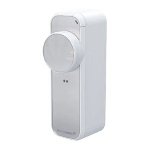 Homematic IP Türschlossantrieb pro in Weiß-Silber für die Hausautomation.