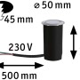 Paulmann LED-Bodeneinbaustrahler, rund, 230V, insektenfreundlich, Maße: Durchmesser 50mm, Höhe 82mm, Kabellänge 500mm.