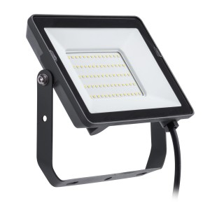 Schwarzer Philips Projectline LED-Außenstrahler, 50W, 3000K, IP65. Robust und wasserdicht für Garten, Hof und Einfahrt.
