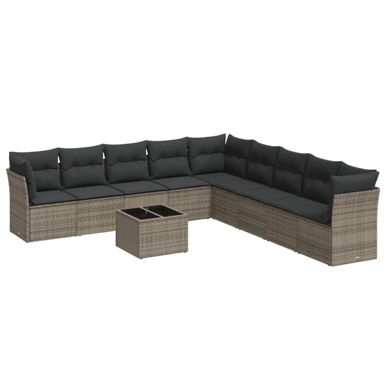 vidaXL 10-Tlg Garten-Sofagarnitur mit Kissen Grau Poly Rattan 3217790 günstig online kaufen