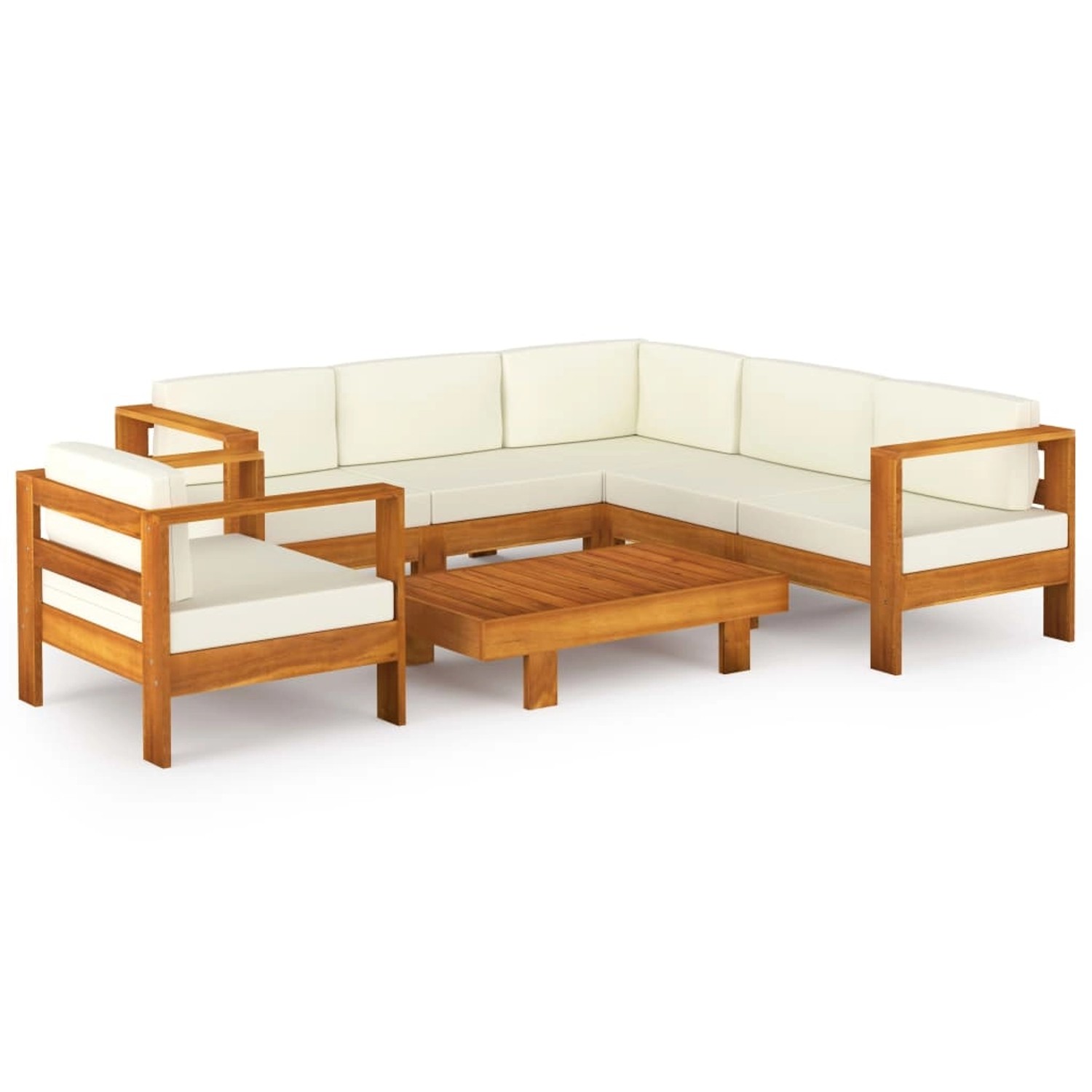 vidaXL 7-tlg Garten-Lounge-Set mit Creme Auflagen Massivholz Akazie Modell 2