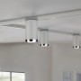 Paulmann URail Schienensystem mit drei weißen Spots mit Chromrand. Leuchtmittel nicht enthalten.