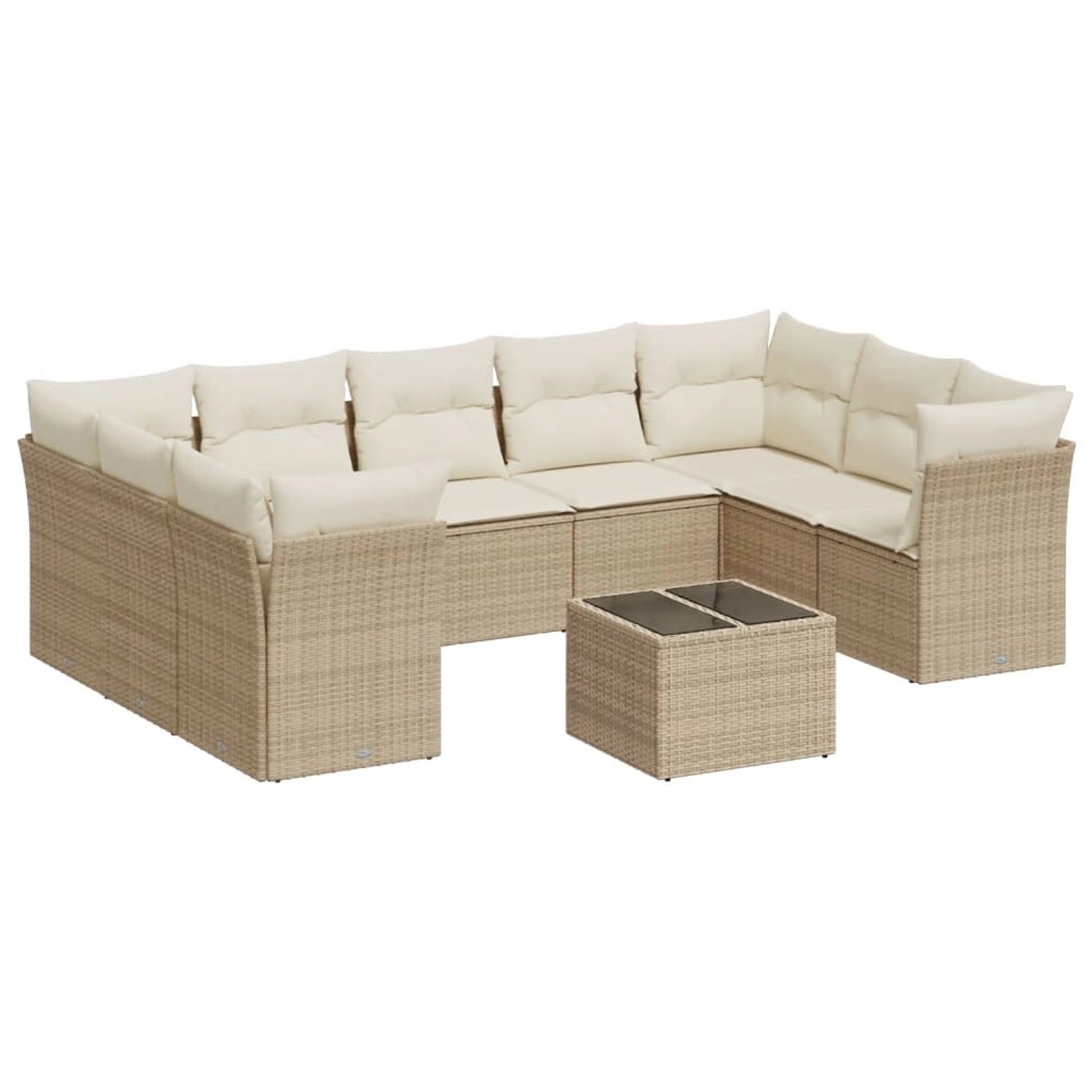 vidaXL 10-Tlg Garten-Sofagarnitur mit Kissen Beige Poly Rattan 3218138 günstig online kaufen
