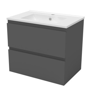 AICA Badmöbel-Set Aalst, 60 cm, mit Waschbecken und Unterschrank in Anthrazit-Matt.