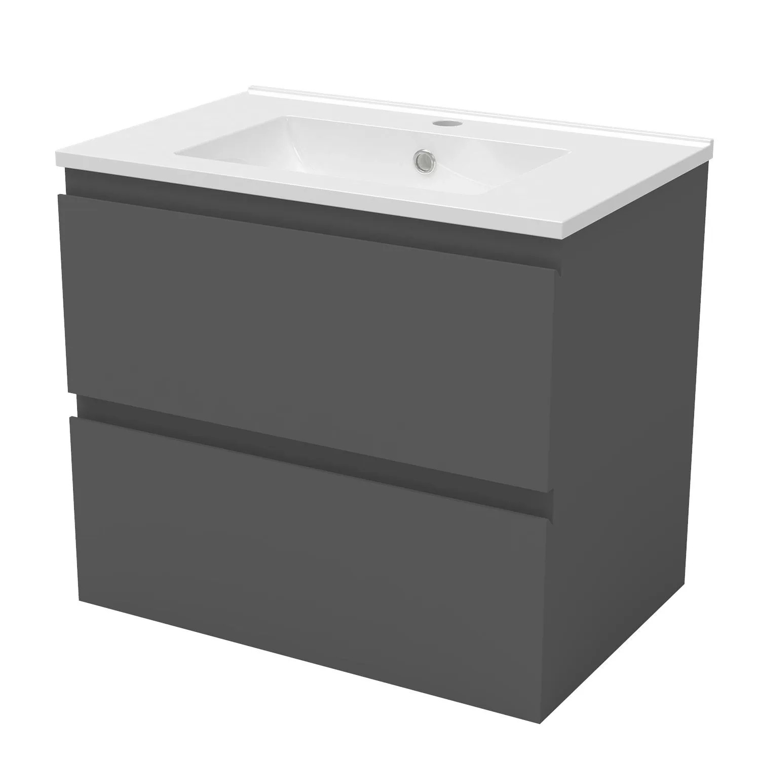 AICA Waschbecken mit Unterschrank 60 cm Aalst Badmöbel Set Waschtisch mit Unterschrank Anthrazit Matt Softclose 2 tlg.