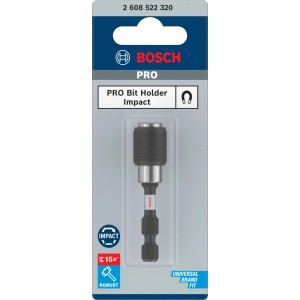 Bosch Schnellverschluss-Bithalter Impact Control in Verpackung. Robuster Bit-Halter mit Magnet für Elektrowerkzeuge.