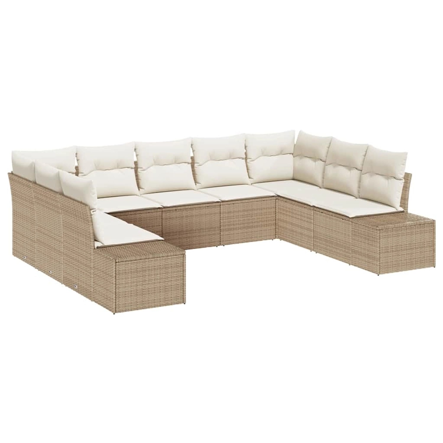vidaXL Garten-Sofa-Set mit Kissen 9-Tlg Beige Poly Rattan 3347221 günstig online kaufen