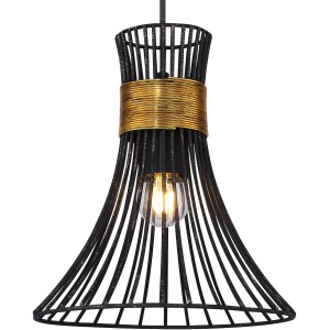 Schwarze Globo Pendelleuchte Purra, Ø 22 cm, mit goldenem Detail. Moderne Hängelampe aus Metall.