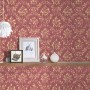 PROFHOME Barock Tapete in Rot und Gold mit schimmernden Ornamenten.