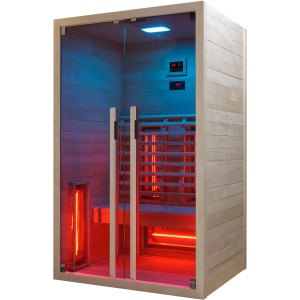 Sanotechnik Infrarotkabine Ruby 2 für 2 Personen aus Hemlock-Holz mit Farblicht.