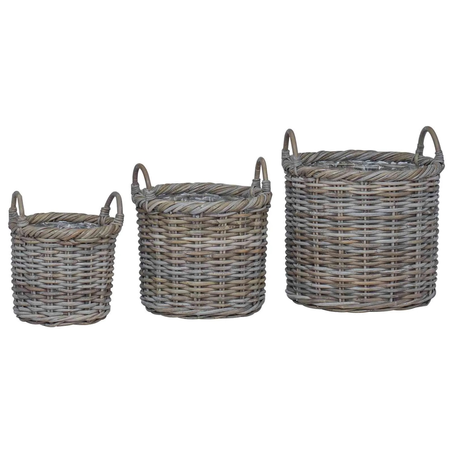 vidaXL Pflanzkorb-Set mit Stauraum 3 Stück Kubu Grau Kubu-Rattan 42020955