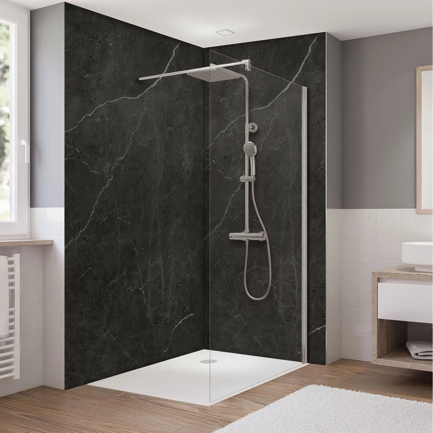 Breuer Walk-in Duschwand Via Klarglas inkl. CER Beschichtung 120 cm Chrom