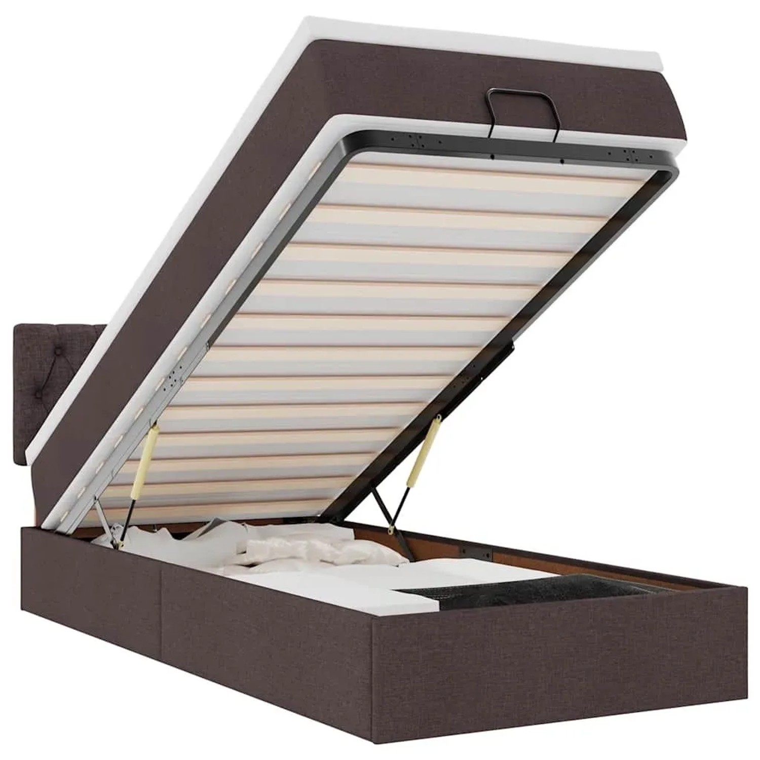 vidaXL Ottoman-Bett mit Matratze & LEDs Dunkelbraun 80x200 cm Stoff 3312349