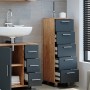 Vicco Badschrank Ilias in Eiche/Anthrazit (30x95cm) mit fünf Schubladen für Badutensilien.