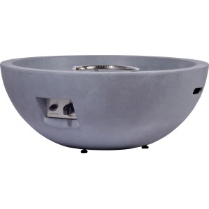 Graue Dobar Outdoor-Feuerschale Lunar Ø 90 cm mit Gasflamme und Lavasteinen.