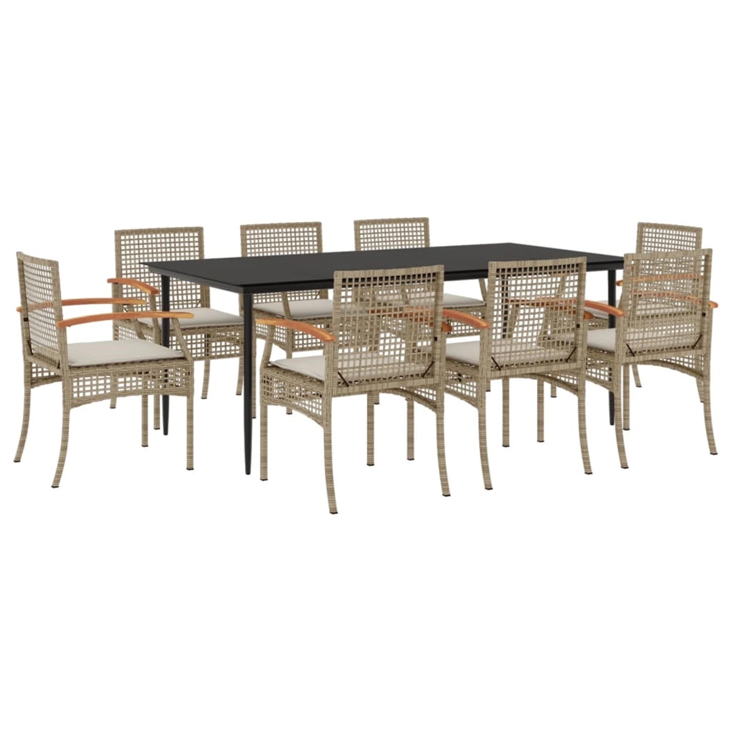 vidaXL 9-Tlg Garten-Essgruppe mit Kissen Beige Poly Rattan 3213630 günstig online kaufen