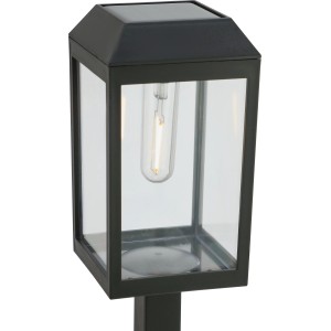 Schwarze Solar-LED-Wegeleuchte Pandino im Laternen-Design, 50 cm hoch.