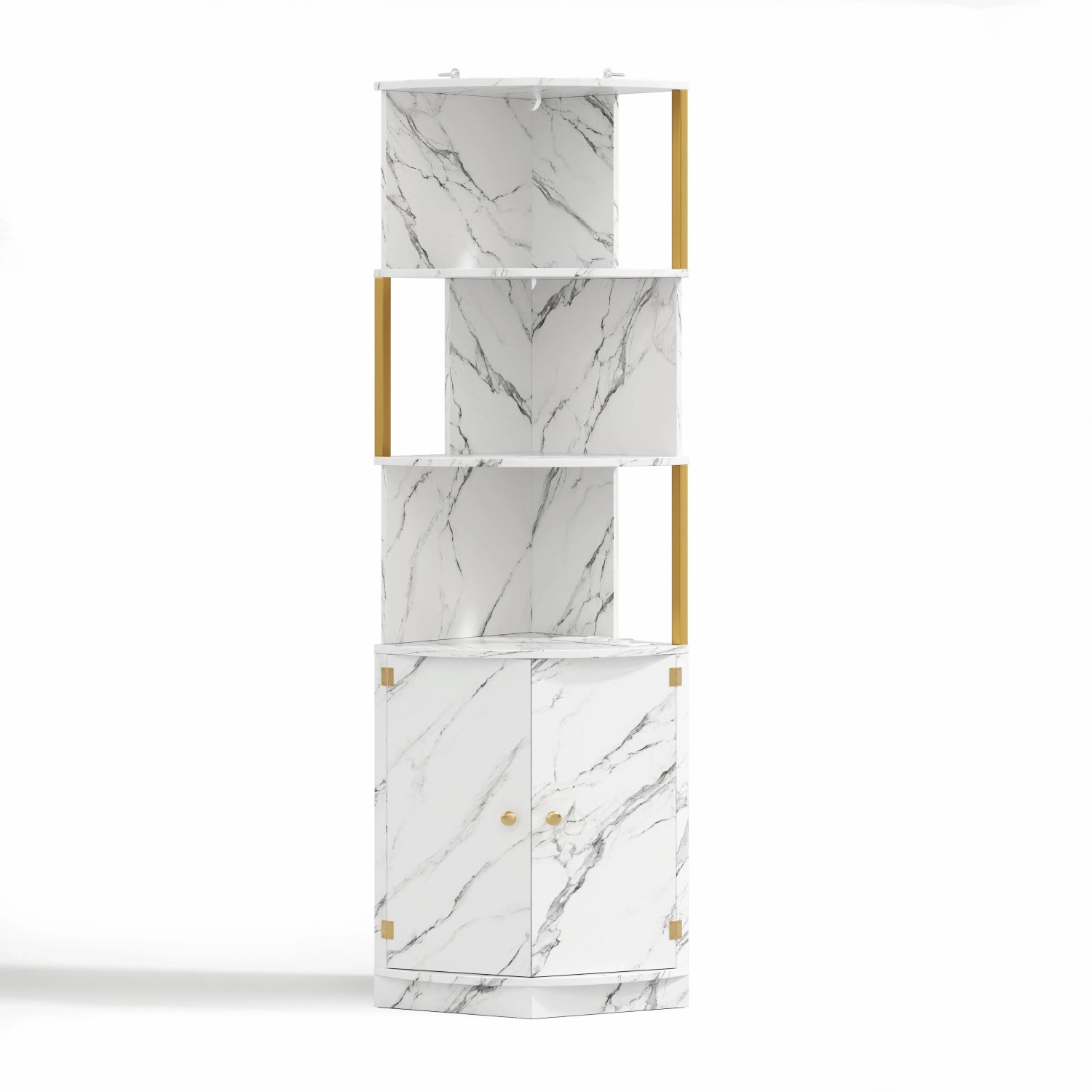 Merax Eckschrank 38x38x180 cm 2 Türen LED Beleuchtung Steckdosen