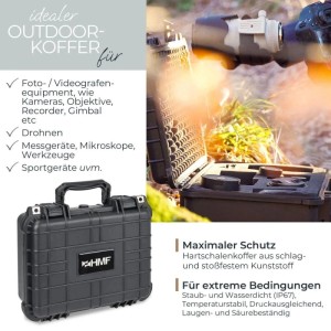 HMF ODK100 Outdoor Foto Kamerakoffer Transportkoffer Rasterschaumstoff 34 x 29 x 15 cm