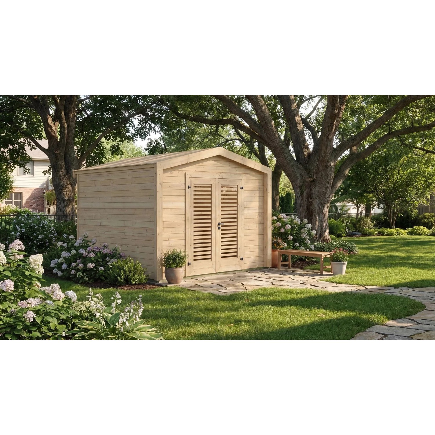 Weka Holz-Gartenhaus Killarney Satteldach Natur Unbehandelt 311 cm x 313 cm