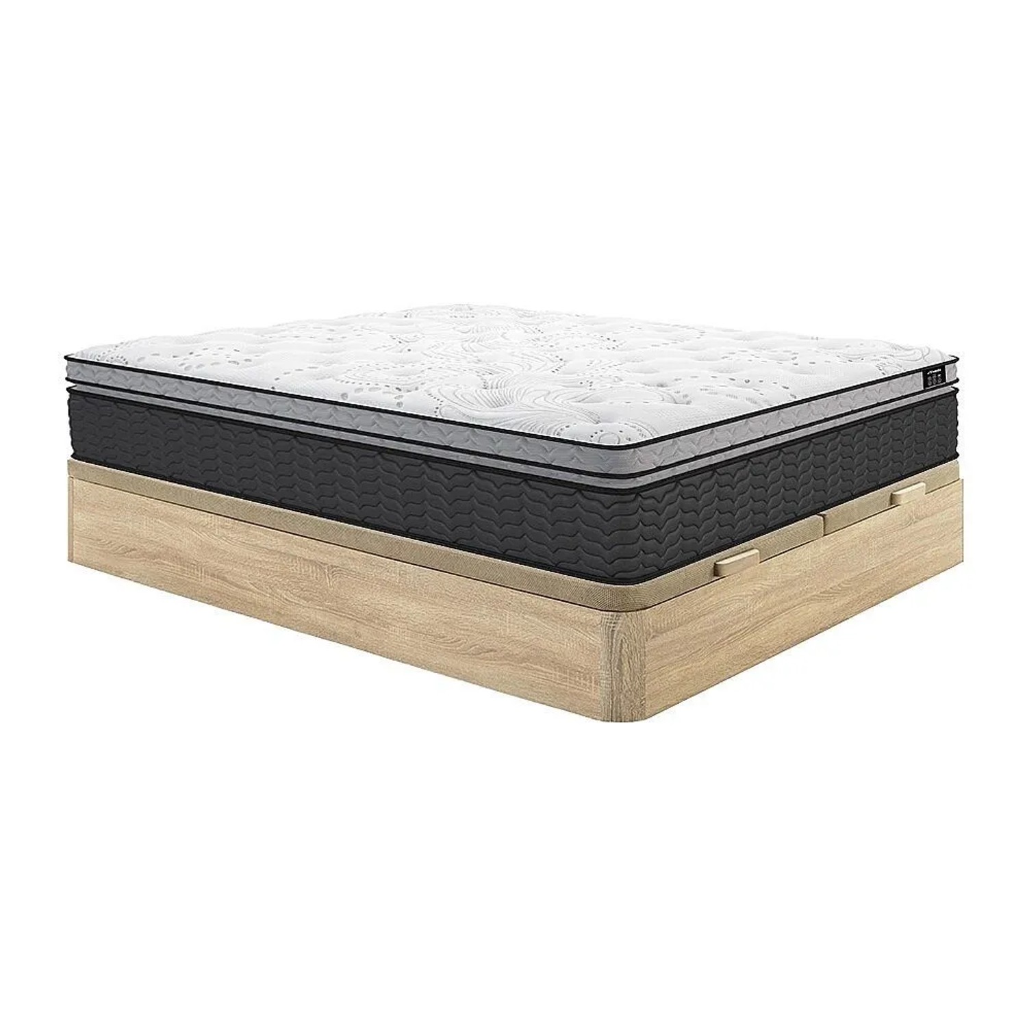 Vente-unique Matratze Und Bettgestell Mit Lattenrost Und Bettkasten Gamiani Naturfarben Hell 200 cm