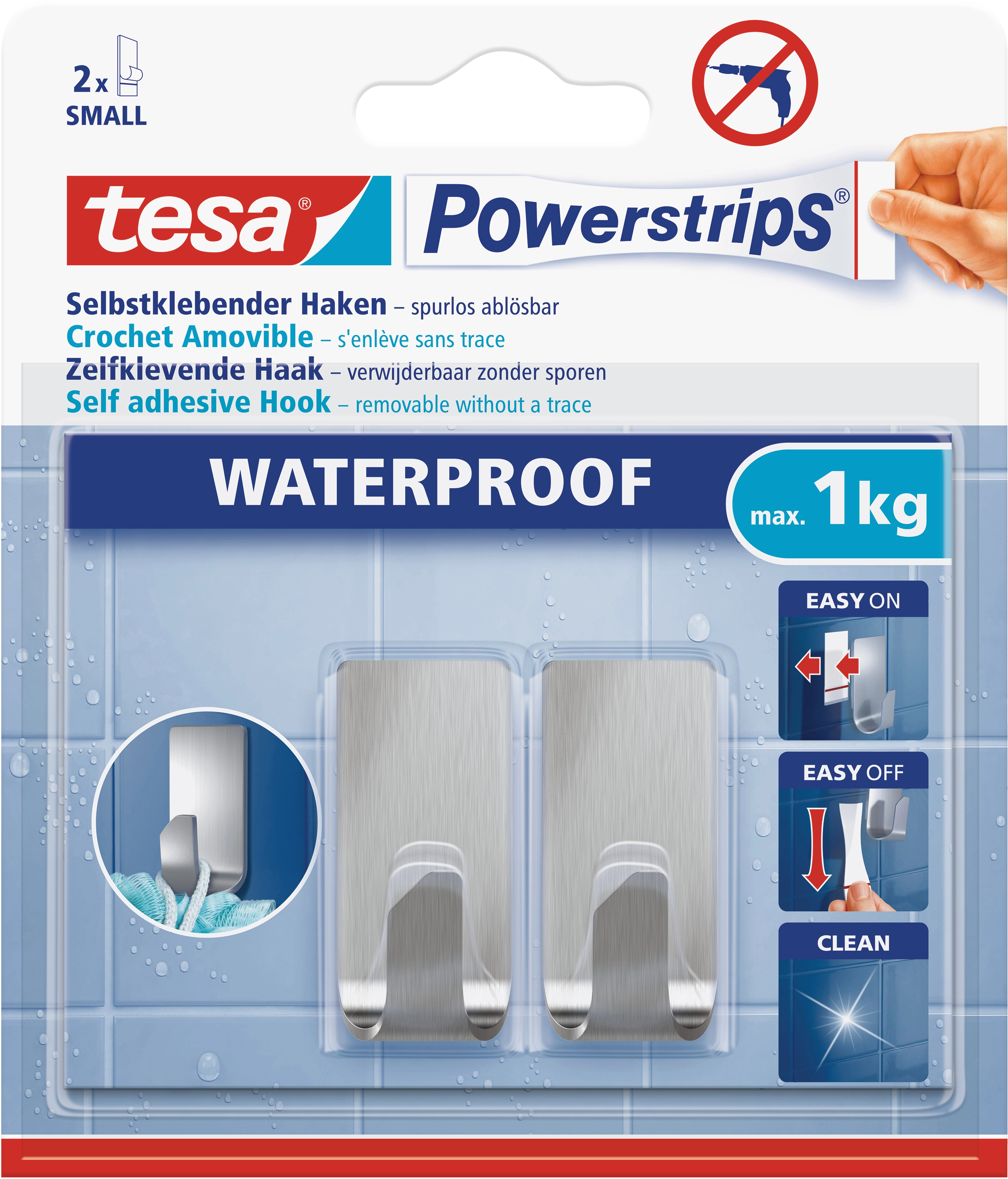 Tesa Powerstrips Haken Waterproof Zoom Edelstahl Small 2 Stück kaufen bei  OBI