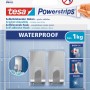 Tesa Powerstrips Haken Waterproof Zoom Edelstahl, 2er-Pack, ideal für Bad und Küche.