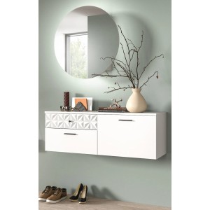 Inn.Furn Garderoben-Set in Weiß Hochglanz 110 cm Relief