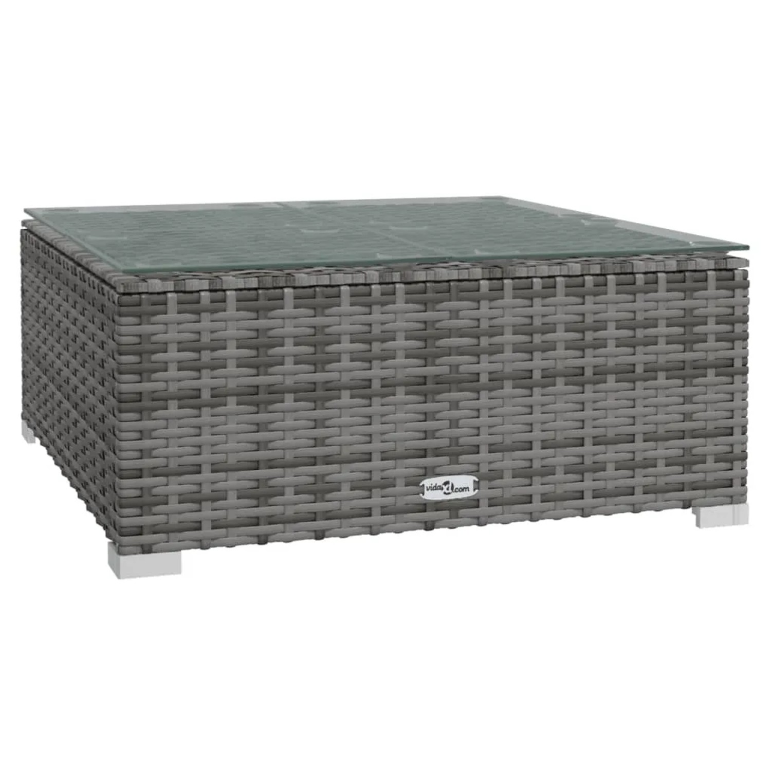 Grauer vidaXL Garten-Loungetisch mit Glasplatte, Teil des 7-tlg Sets.