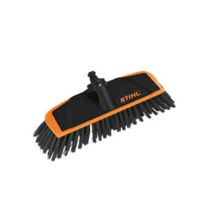 Stihl Waschbürste orange-grau mit Kunststoffborsten und Gummilippe für Hochdruckreiniger.