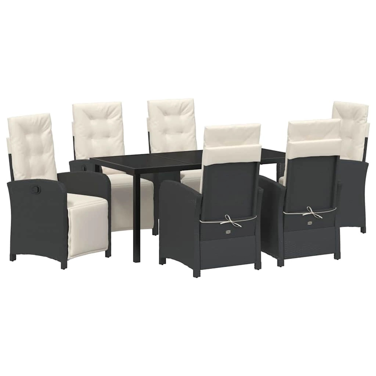 vidaXL Garten Essgruppe 7-Tlg Schwarz Poly Rattan 3380306 günstig online kaufen