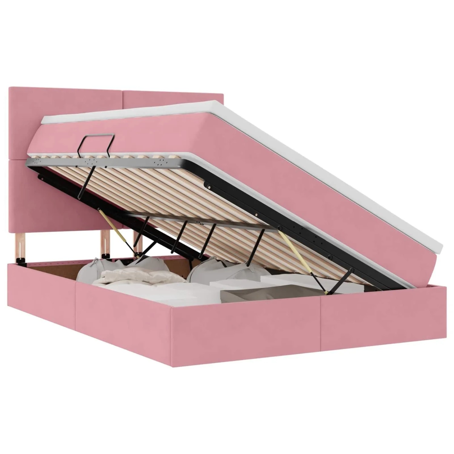 vidaXL Bett mit Stauraum und LED mit Matratze Rosa 140 x 190 cm Samt 337260 günstig online kaufen