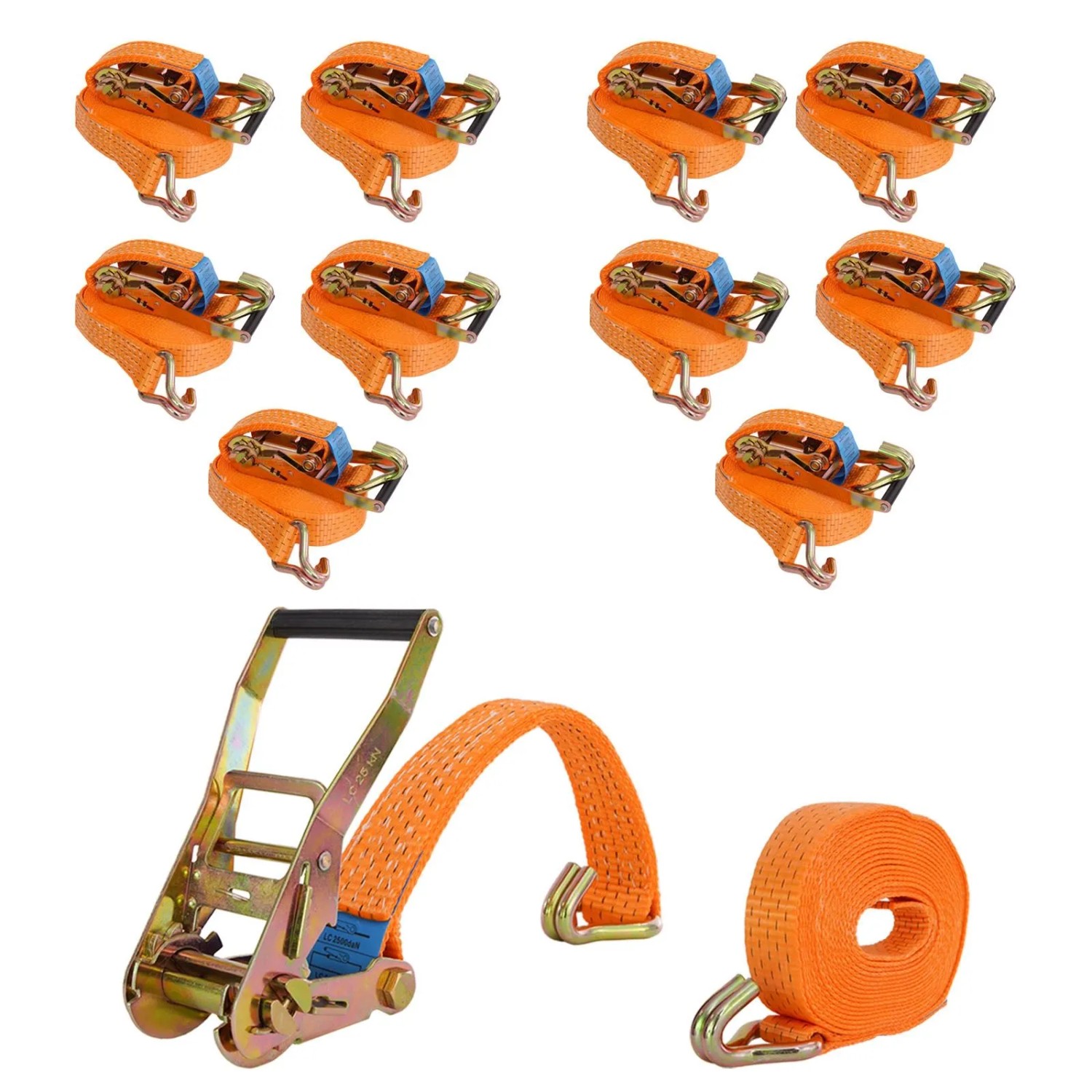 TRUTZHOLM Profi Ratschen Spanngurt 2 Teilig 5m 1,5t 1500kg TÜV/GS Orange