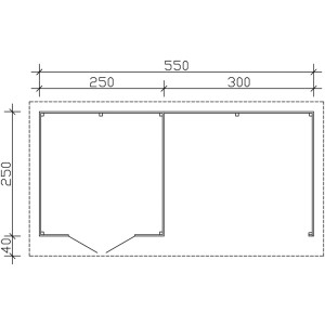 Grundriss Skan Holz Gartenhaus Texel Schiefergrau, 13,8 m² mit Maßen.