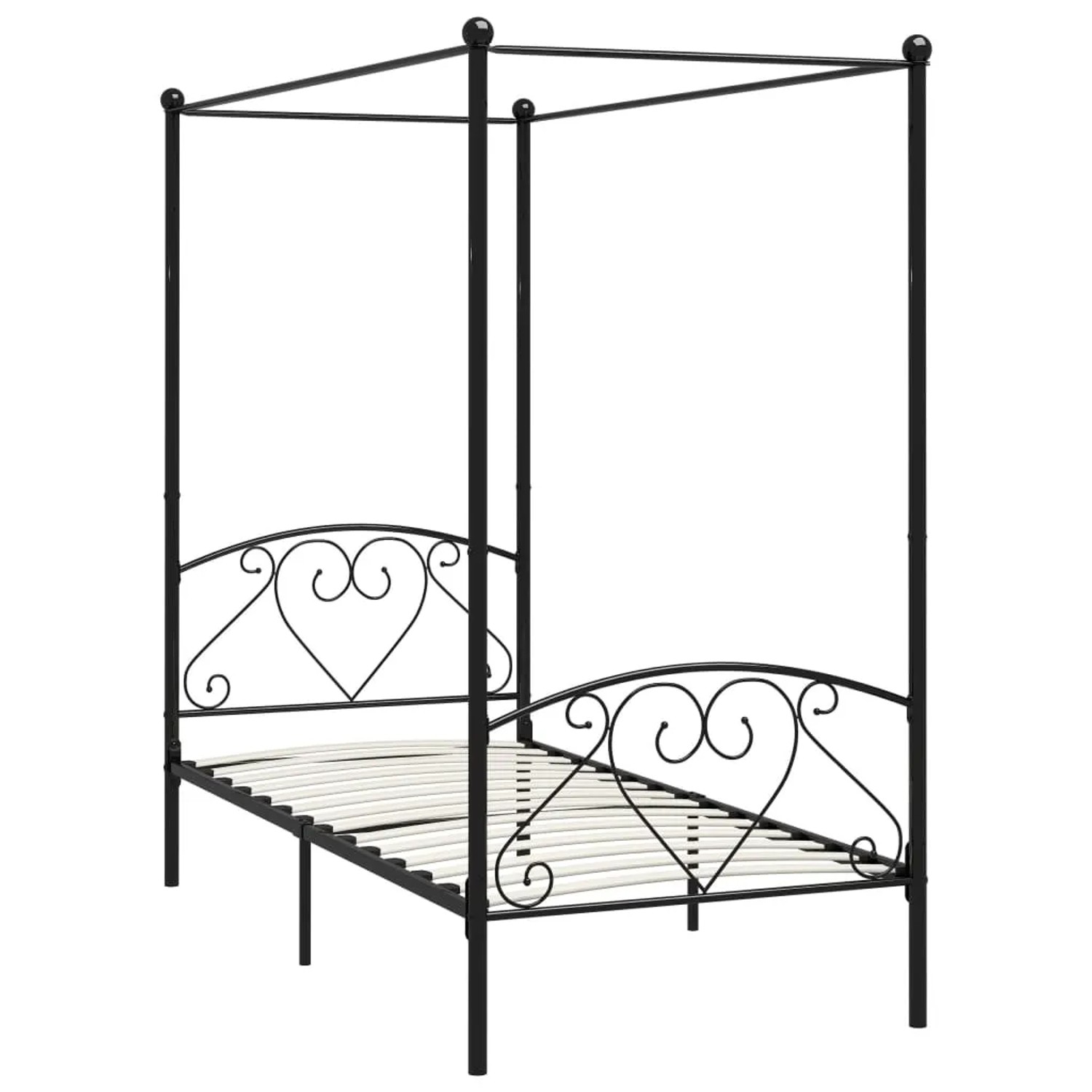 vidaXL Himmelbett-Gestell Schwarz Metall 100 x 200 cm618203