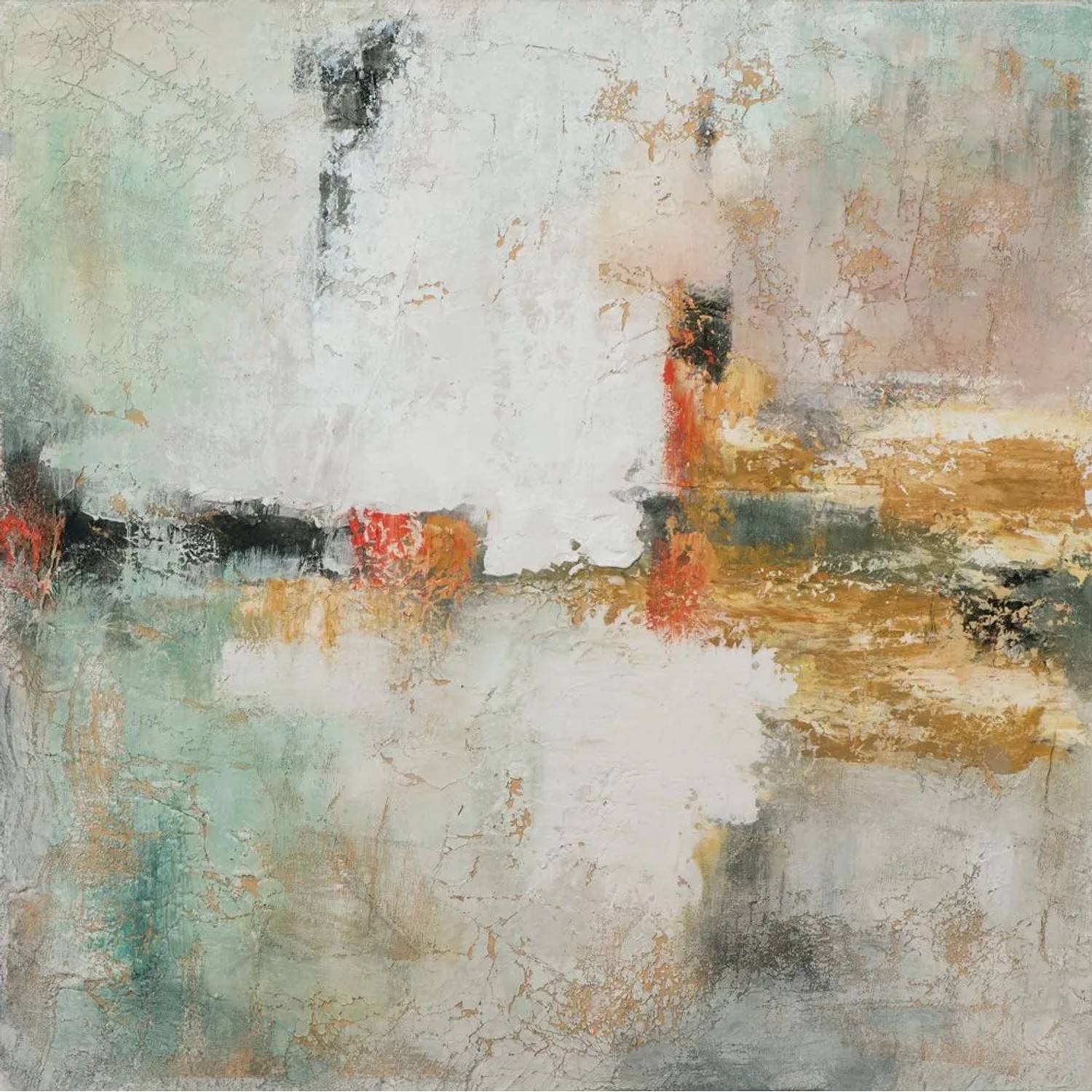 Art Universe Leinwandbild Komposition in Gold und Terracotta 70 x 70 cm